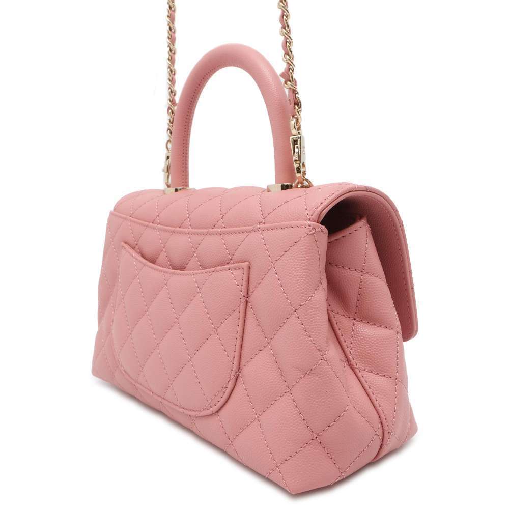 Chanel Coco Shoulder Caviar Skin Handle Bag Matelasse